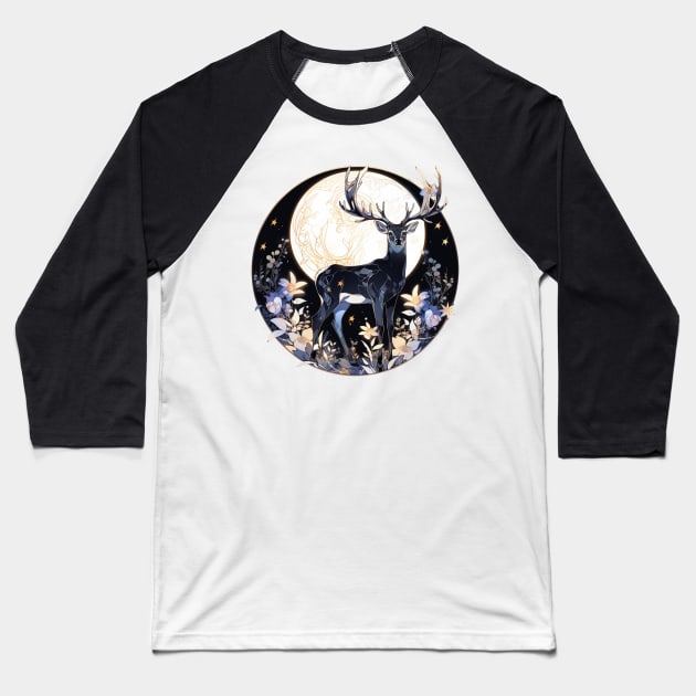 Moon Deer Baseball T-Shirt by DarkSideRunners